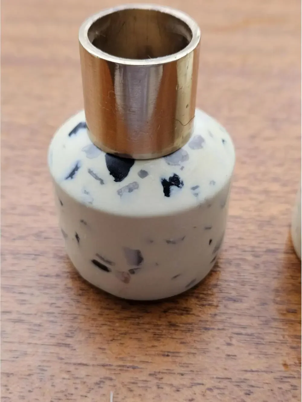 Modern Terrazzo Candle Holder Set | Minimalist Speckled Gold Taper Candle
